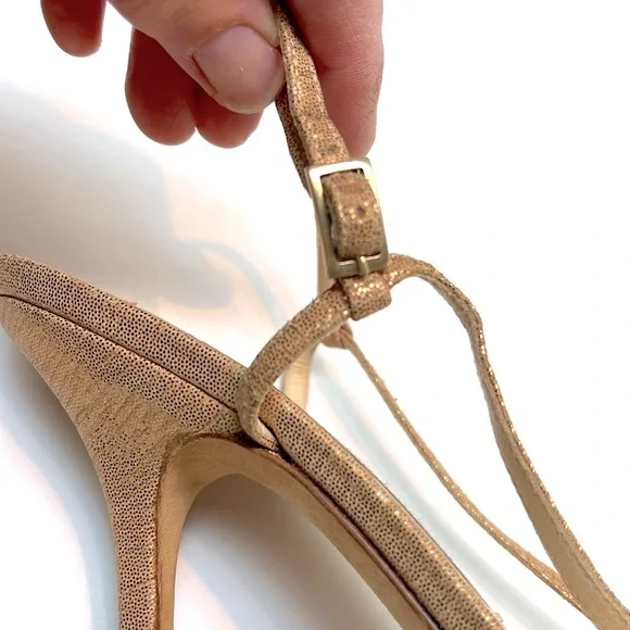 Vintage Jimmy Choo 90’s Rose Gold Sparkly Slingback Heals: S- 7.5 - Picture 13 of 15